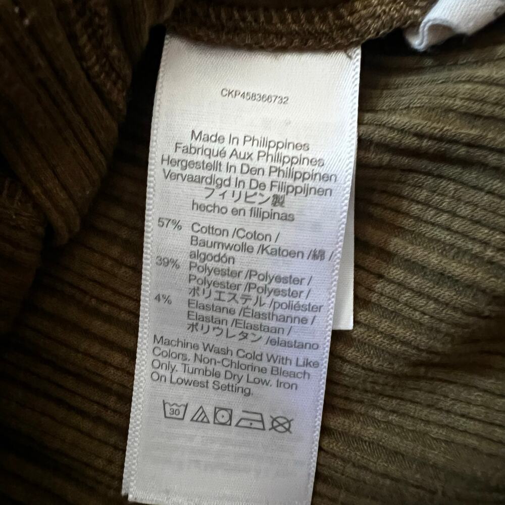 Madewell Pointelle Button Front Slim Cropped T-Shirt In Olive Color | XS - Picture 5 of 5
